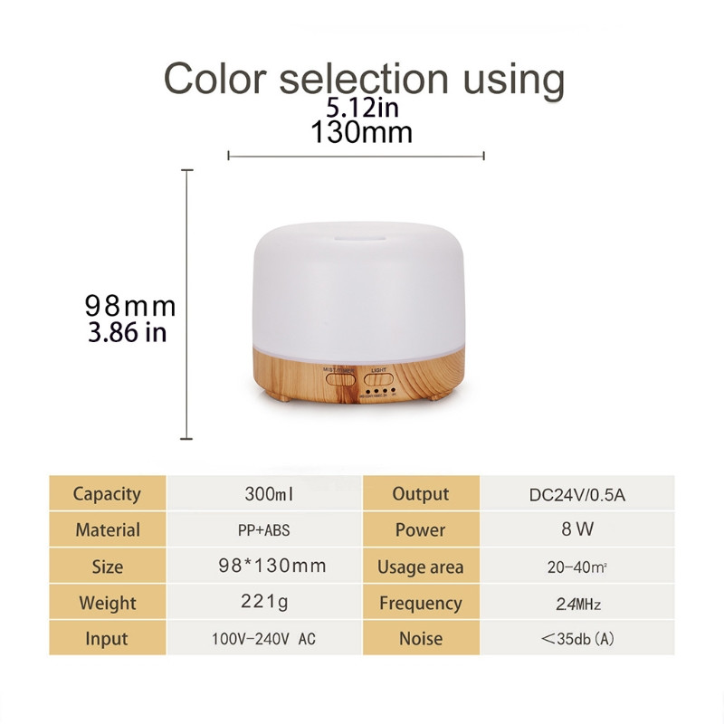 20CC 300 ml légpárásító szemcse illóolaj diffúzor 7 LED lámpával otthonra