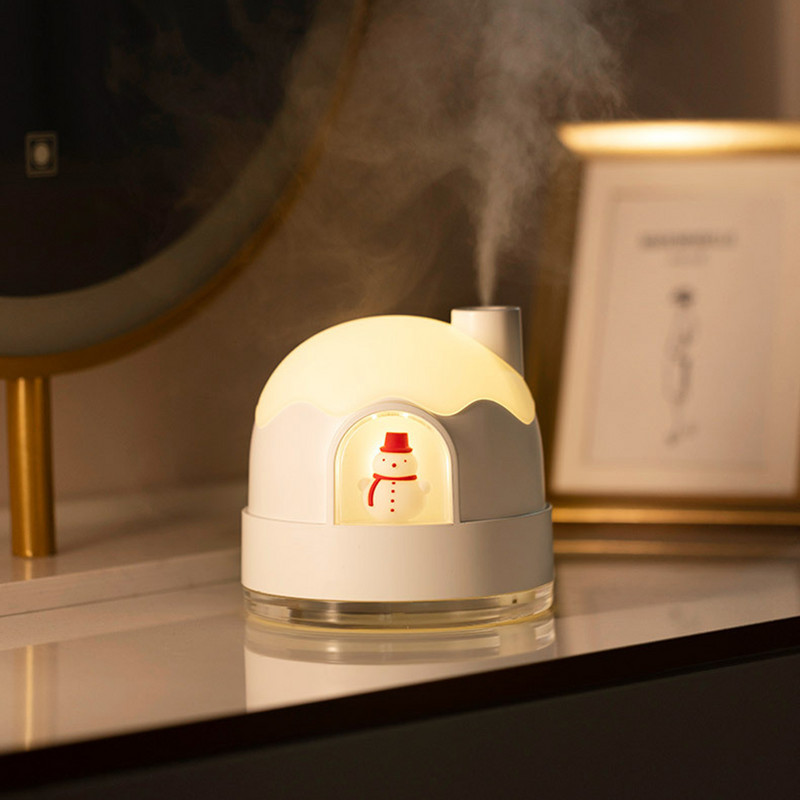 Zăpadă creativă pentru umidificator de casă Umidificator de aer USB Producător de ceață Fogger cu lumină LED colorată 2 în 1 Mini difuzor de arome pentru mașină