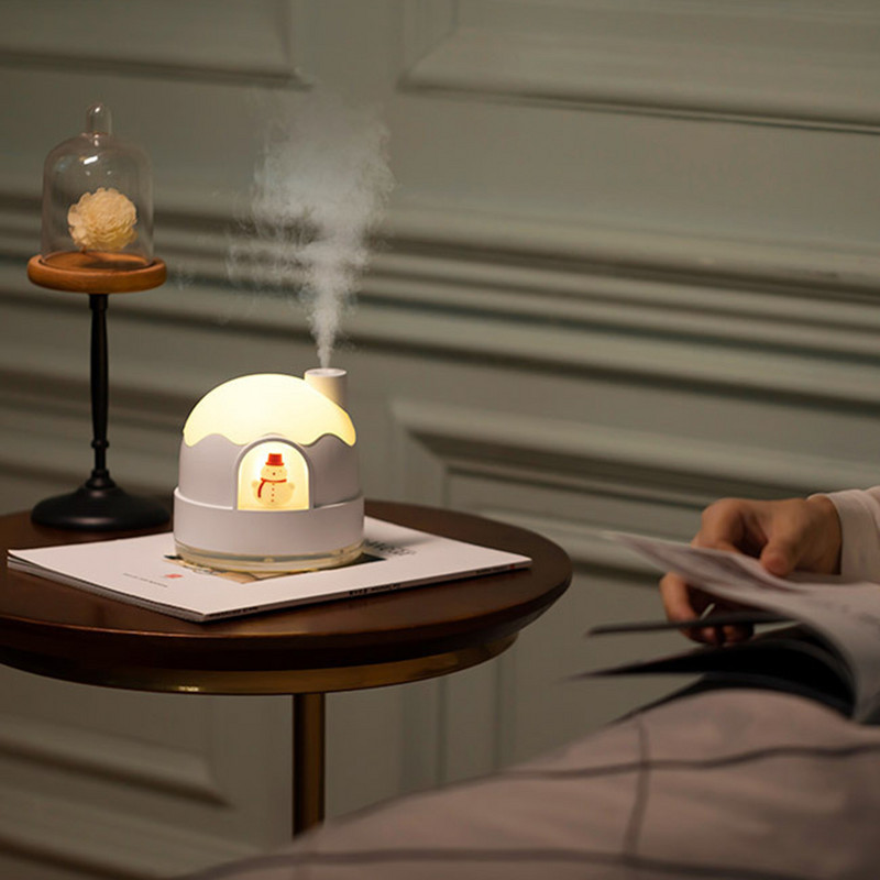 Zăpadă creativă pentru umidificator de casă Umidificator de aer USB Producător de ceață Fogger cu lumină LED colorată 2 în 1 Mini difuzor de arome pentru mașină