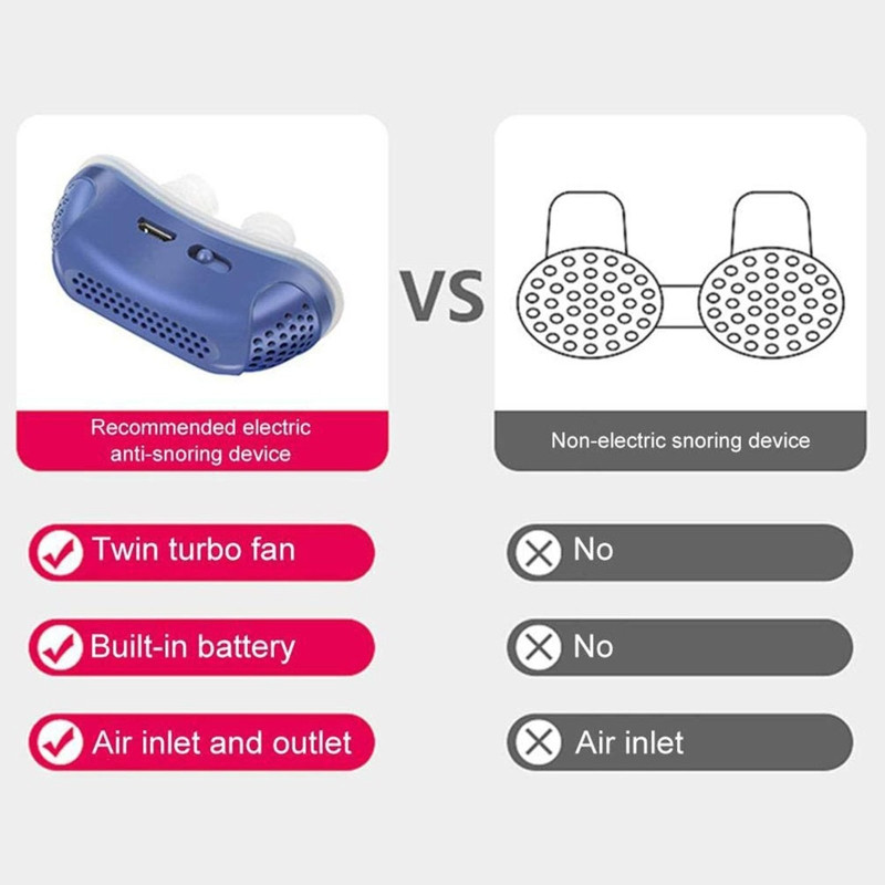 Elektromos horkolásgátló eszközök szilikon orrtágítók horkolás dugó orr szellőző klip Professzionális éjszakai horkolás