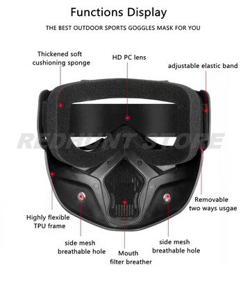 Μάσκα Tactical Cycling Goggles Proof UV Αντιανεμική Αντι-ομίχλη Προστατευτική Αποσπώμενη Ρυθμιζόμενη Μάσκα Tactical Glasses CS/Paintball
