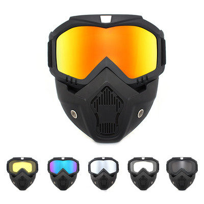 Tactical Cycling Goggles Mask UV Proof Windproof Anti-Fog Protective Detachable Adjustable Tactical Glasses Mask CS/Paintball