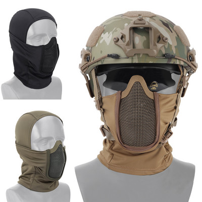 Mască tactică completă pentru față Balaclava Cap Motocicletă Armată Airsoft Paintball Articole pentru cap din plasă metalică Mască de protecție pentru vânătoare