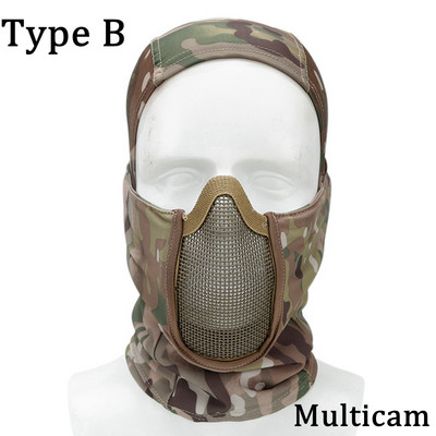 Taktinė viso veido kaukė Balaclava Cap Motociklo Armijos Airsoft Dažasvydžio galvos apdangalai Metalinio tinklelio medžioklės apsauginė kaukė