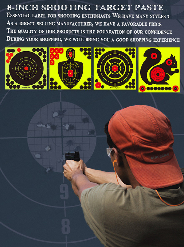 10 vnt. taikiniai 8 x 8 colių taikiklis lazdoje ir purslų lipnus šaudymo taikiniai Šūviai, ryškiai fluorescencinė geltona