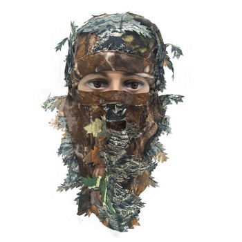 Airsoft Mask 3D Leaf Blind Mask Outdoor Multi-Function Camping Hunting Bionic Camouflage Headgear CS Cover Equipment Leaf Mask