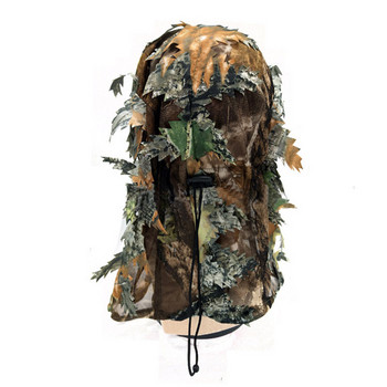 Airsoft Mask 3D Leaf Blind Mask Outdoor Multi-Function Camping Hunting Bionic Camouflage Headgear CS Cover Equipment Leaf Mask