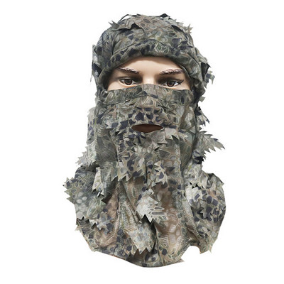 Airsoft maska 3D maska za sljepljivanje od lišća Višenamjensko kampiranje na otvorenom, lov, bionička kamuflažna pokrivala za glavu, CS oprema, maska od lišća