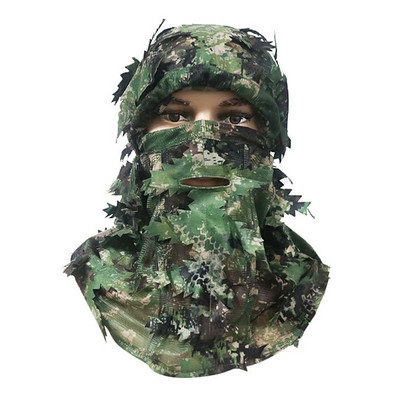 Airsoft Mask 3D Leaf Blind Mask Outdoor Multi-Function Camping Hunting Bionic Camouflage Headgear CS Cover Equipment Leaf Mask