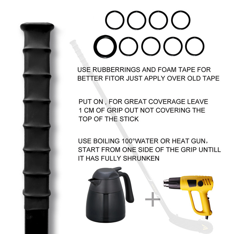 Лента за хокейна ръкохватка+протектор за острието на хокейния стик Хокейна стикова за ръкохватка Термосвиваем ръкав PP материал Лента за хокейна стик