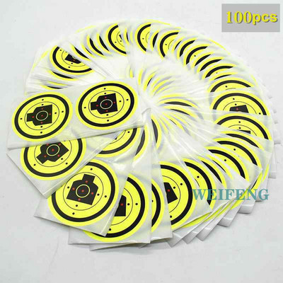 100 tk 3-tolline tulistamispaberkleebis, isekleepuv, reageeriv pritsmekleebis, fluorestseeruv kleebis püssiga paintballi treenimiseks