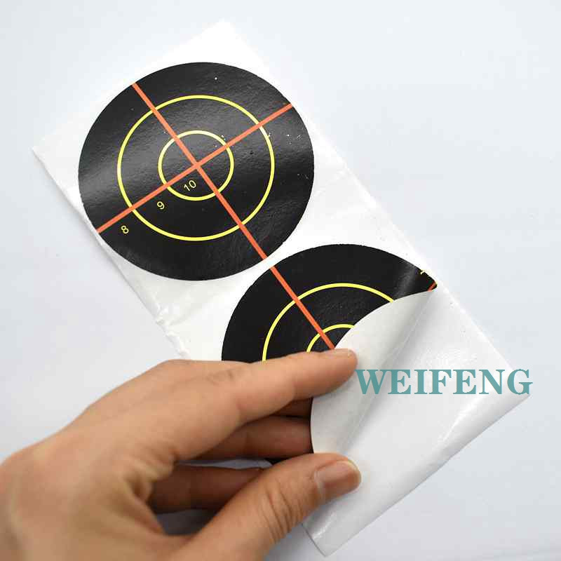 100 tk 3-tolline tulistamispaberkleebis, isekleepuv, reageeriv pritsmekleebis, fluorestseeruv kleebis püssiga paintballi treenimiseks