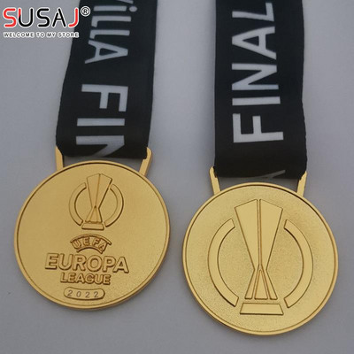 1pc The Europa League Champions Medal Zinc Alloy Metal Medal Replica Medals Gold Medal Football Souvenirs Fans Collection