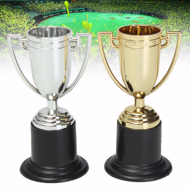 10 cm mini trofejas trofejas Zelta sudraba kausa futbolā futbola kausa trofejas sporta pasākumiem dzimšanas dienas ballītēm Bērnu ballītes pildījuma dāvana