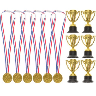 12 tk Laste Auhinna karika medalid Laste plastist auhinna trofee Laste jalgpallimänguasjad minijalgpallimängu medal