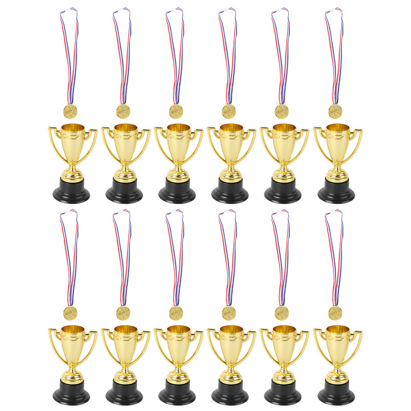 12 vnt Vaikų apdovanojimo taurės medaliai Vaikų plastiko apdovanojimų trofėjus Vaikų futbolo žaislai mini futbolo žaidimo medalis