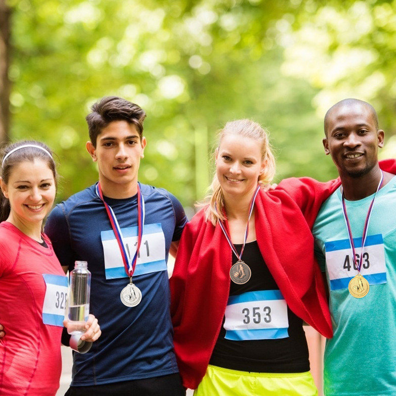 Metāla balvas medaļas Sporta medaļas Akadēmiķi apbalvo jebkuru konkursu ar kakla lenti zelta sudraba bronzas stilā suvenīru dāvanai