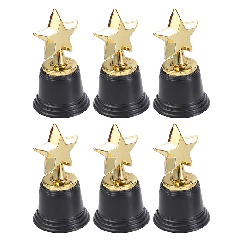 6 gab Klasiskās trofejas plastmasas krūzes bērniem sporta metāla zeķu pildījumi smieklīgi zvaigžņu uzvarētāju trofejas mazi