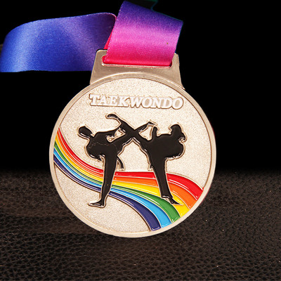 τρία χρώματα κράμα ψευδάργυρου μετάλλιο Taekwondo αθλητικοί αγώνες σχολικός αθλητικός μετάλλιο αθλητικά χρυσό ασημί χάλκινο μετάλλιο δωρεάν εκτύπωση