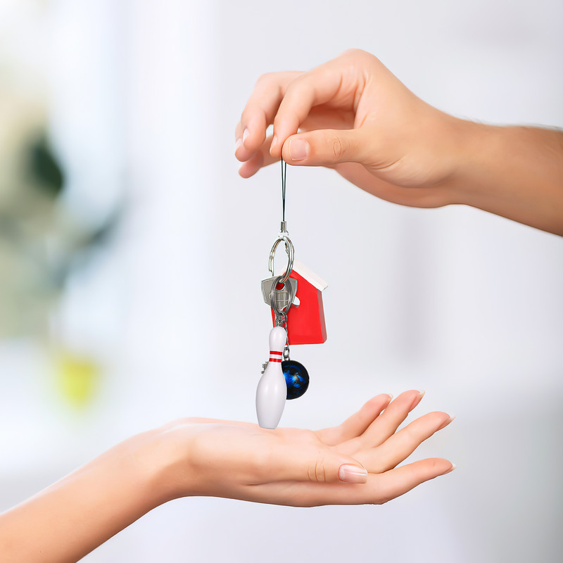 10 db Kreatív Újdonság Hordozható Bowling Kulcstartók Bowling Medál Kulcstartók Bowling Kulcstartók