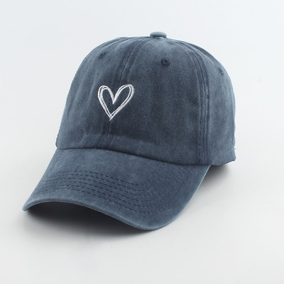 Moodsad õuespordi pesapallimütsid meestele, naistele, südamega tikandid, snapback-müts, pestud puuvillane isamüts