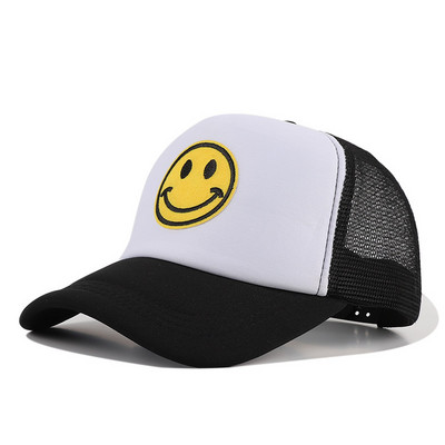Mosolygós női hímzéses baseball sapkák Kpop fekete pamut állítható snapback vicces hip hop sapka őszi napos apa sapkák férfiaknak