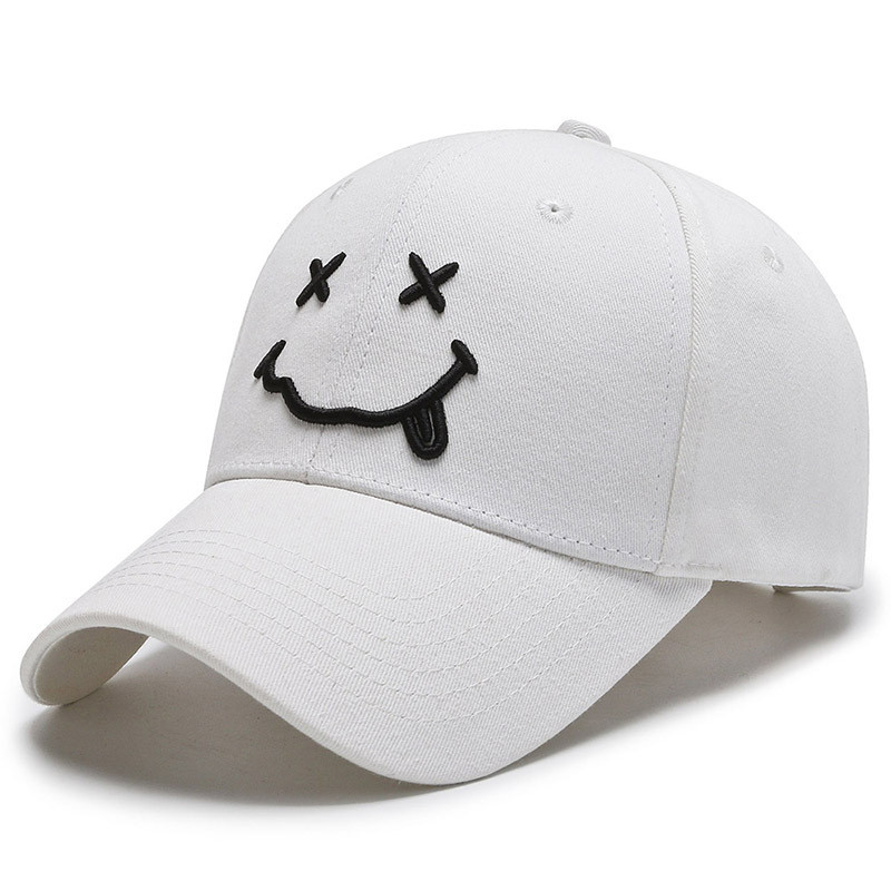Mosolygós női hímzéses baseball sapkák Kpop fekete pamut állítható snapback vicces hip hop sapka őszi napos apa sapkák férfiaknak