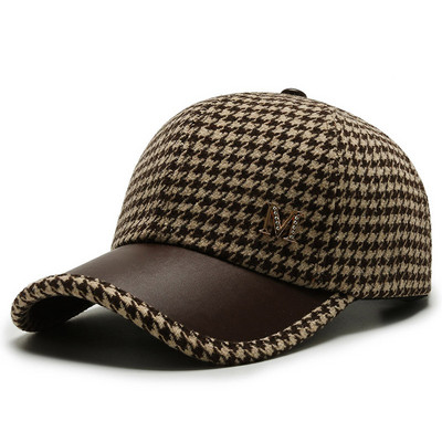 2023 Șapci de baseball negru maro Houndstooth pentru bărbați, femei, pălărie în carouri în stil britanic retro, șapcă de camioner de vară Gorras Hombre
