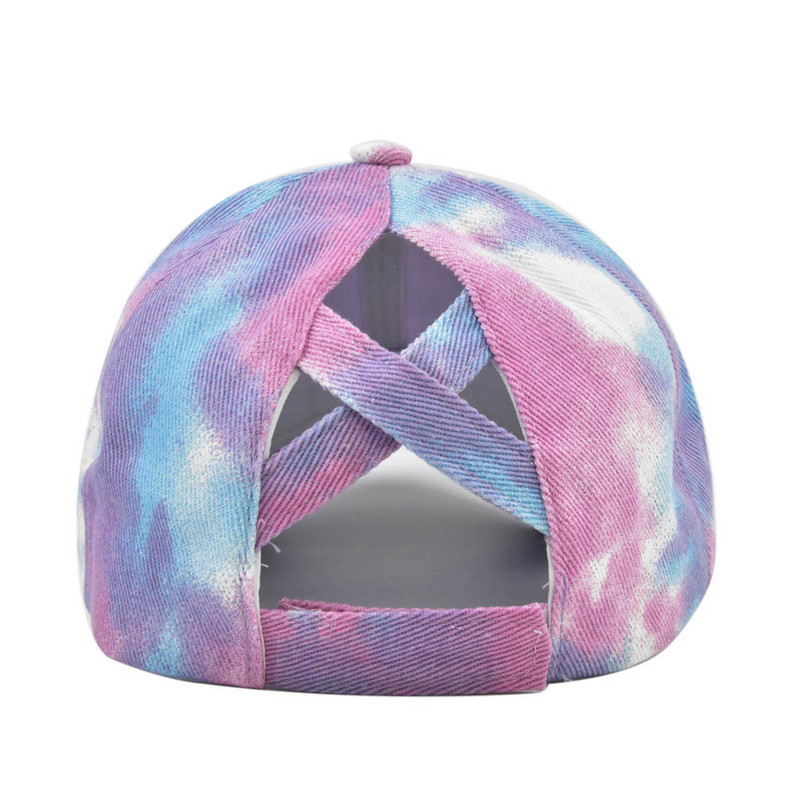 Divat Uniszex Férfi Női Nyakkendővel festett napozósapka Állítható baseball sapka Hip Hop sapka lófarok rendetlen konty sapkák pamut nyári hálós sapka