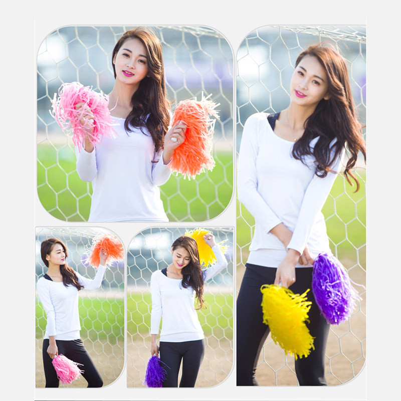 1-osaline plastikust cheerleader Pom ppom Girl Cheer tankimise rekvisiidid Cheerleading pompon pompoonid pleekimata plastist kätelilled