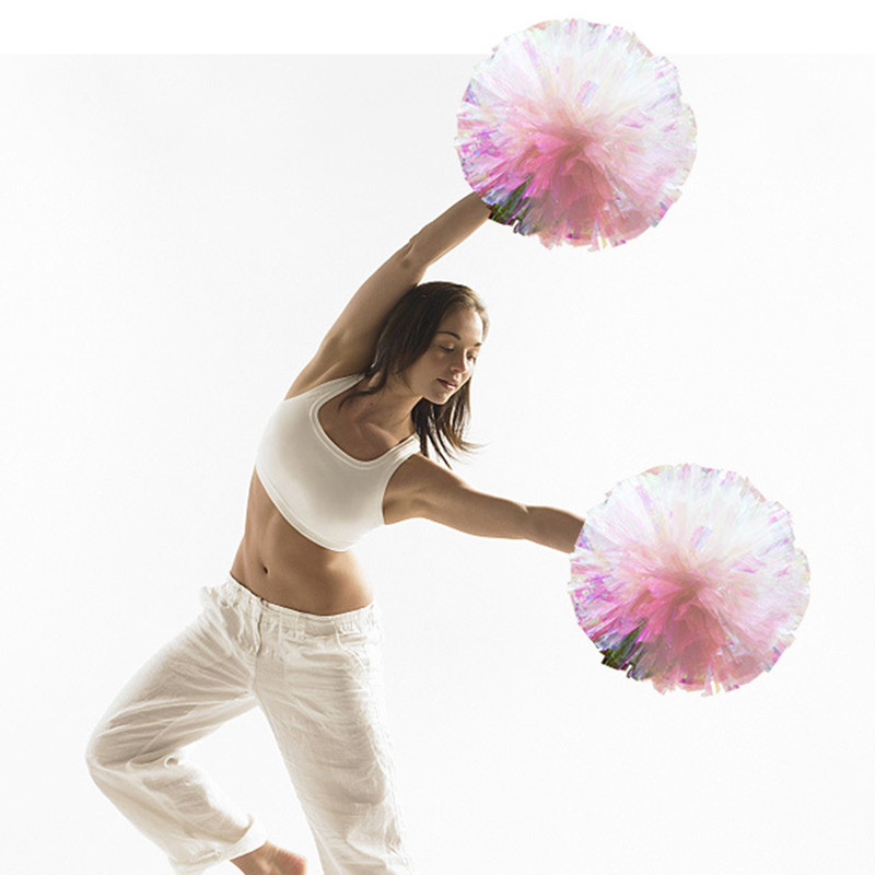 1 gabals, krāsains varavīksnes karsējmeiteņu pompons, krāsains karsējmeiteņu pompons Cheer Pom rokas, zieds, aerobikas bumbas, sports