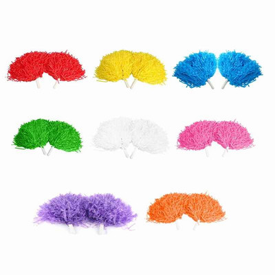8 Colors 2pcs Pompoms Cheering Pom Ball Cheerleader Pom Poms Squad Cheer Sports Party Dance Decorator Club Sport Supply