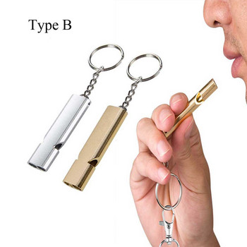 Външен EDC Survival Whistle Високи децибели Double Pipe Whistle Ключодържател от неръждаема стомана Ключодържател Cheerleading Авариен мултиинструмент