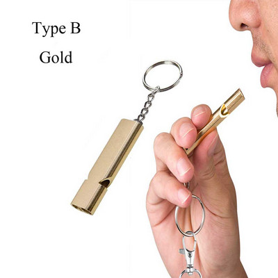 Āra EDC izdzīvošanas svilpe ar augstu decibelu dubultcaurules svilpe nerūsējošā tērauda sakausējuma atslēgu piekariņš karsējmeiteņu avārijas daudzfunkciju rīks