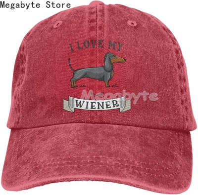 Καπέλο μπέιζμπολ Dachshund Weiner Dog Καπέλο Ανδρικά Γυναικεία Ρυθμιζόμενο Trucker Fashion Πλυμένα τζιν καπέλα για υπαίθριο μαύρο