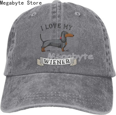 Καπέλο μπέιζμπολ Dachshund Weiner Dog Καπέλο Ανδρικά Γυναικεία Ρυθμιζόμενο Trucker Fashion Πλυμένα τζιν καπέλα για υπαίθριο μαύρο
