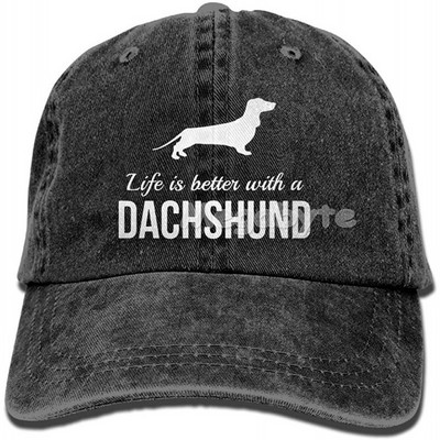 Καπέλο μπέιζμπολ Dachshund Weiner Dog Καπέλο Ανδρικά Γυναικεία Ρυθμιζόμενο Trucker Fashion Πλυμένα τζιν καπέλα για υπαίθριο μαύρο