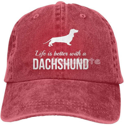 Καπέλο μπέιζμπολ Dachshund Weiner Dog Καπέλο Ανδρικά Γυναικεία Ρυθμιζόμενο Trucker Fashion Πλυμένα τζιν καπέλα για υπαίθριο μαύρο
