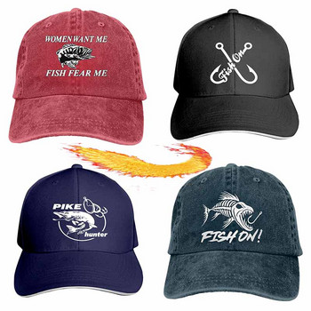 Women Want Me Fish Fear Me Washed Baseball Cap Trucker Hat Adult Unisex Adjustable Dad Hat Летни дишащи еластични шапки