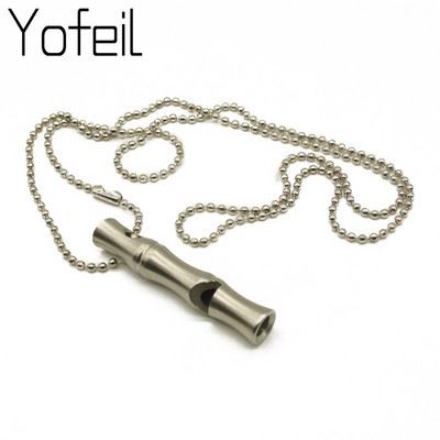 Outdoor Camping Ultra Lightweight High Decible Stainless Steel Whistle With Chain Survival Emergency Cheerleading Whistle