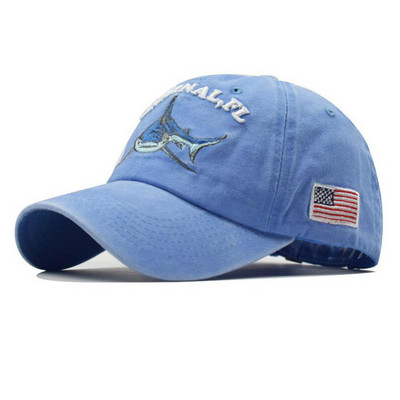 Tikand Pestud puuvillane hai isamüts meestele Vintage pesapallimüts Hip-hop kumer kalapüügimüts Suvine kala Snapback naiste müts