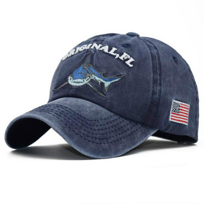 Tikand Pestud puuvillane hai isamüts meestele Vintage pesapallimüts Hip-hop kumer kalapüügimüts Suvine kala Snapback naiste müts