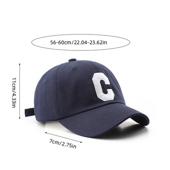 Мъжка бейзболна шапка с бродирана буква C Шапки Лято Есен Дамска мъжка регулируема памучна шапка за слънце