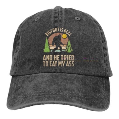 Bigfoot on tõeline ja ta proovis süüa minu perset pesapallimütsi Unisex Vintage Trucker Hat Reguleeritavad kauboi mütsid meestele naistele
