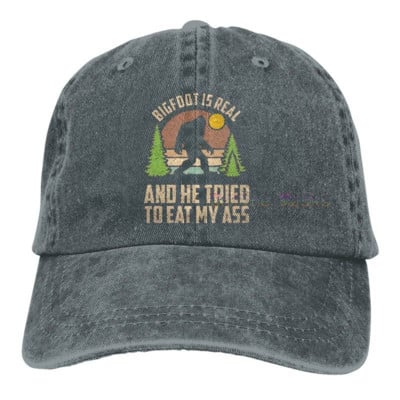 Bigfoot on tõeline ja ta proovis süüa minu perset pesapallimütsi Unisex Vintage Trucker Hat Reguleeritavad kauboi mütsid meestele naistele