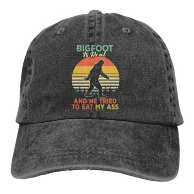 Bigfoot on tõeline ja ta proovis süüa minu perset pesapallimütsi Unisex Vintage Trucker Hat Reguleeritavad kauboi mütsid meestele naistele
