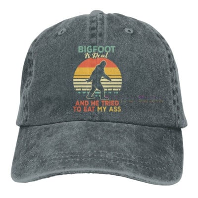 Bigfoot on tõeline ja ta proovis süüa minu perset pesapallimütsi Unisex Vintage Trucker Hat Reguleeritavad kauboi mütsid meestele naistele
