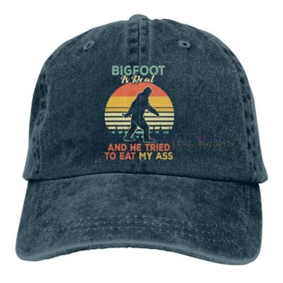 Bigfoot on tõeline ja ta proovis süüa minu perset pesapallimütsi Unisex Vintage Trucker Hat Reguleeritavad kauboi mütsid meestele naistele