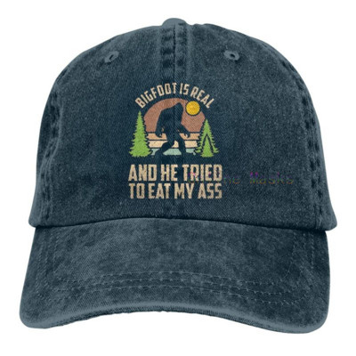 Bigfoot on tõeline ja ta proovis süüa minu perset pesapallimütsi Unisex Vintage Trucker Hat Reguleeritavad kauboi mütsid meestele naistele