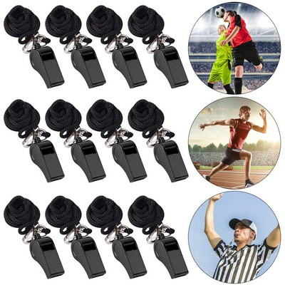 Με Black Rope Party Training School Referee Sport Rugby Black Whistle Cheerleaders ABS Whistles Cheerleading Εργαλείο